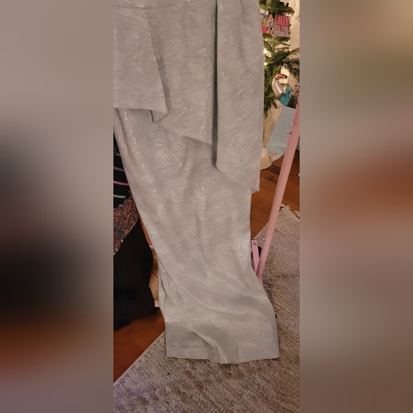 Teri Jon One-Shoulder Silver Wedding Dress - Picture 3 of 5